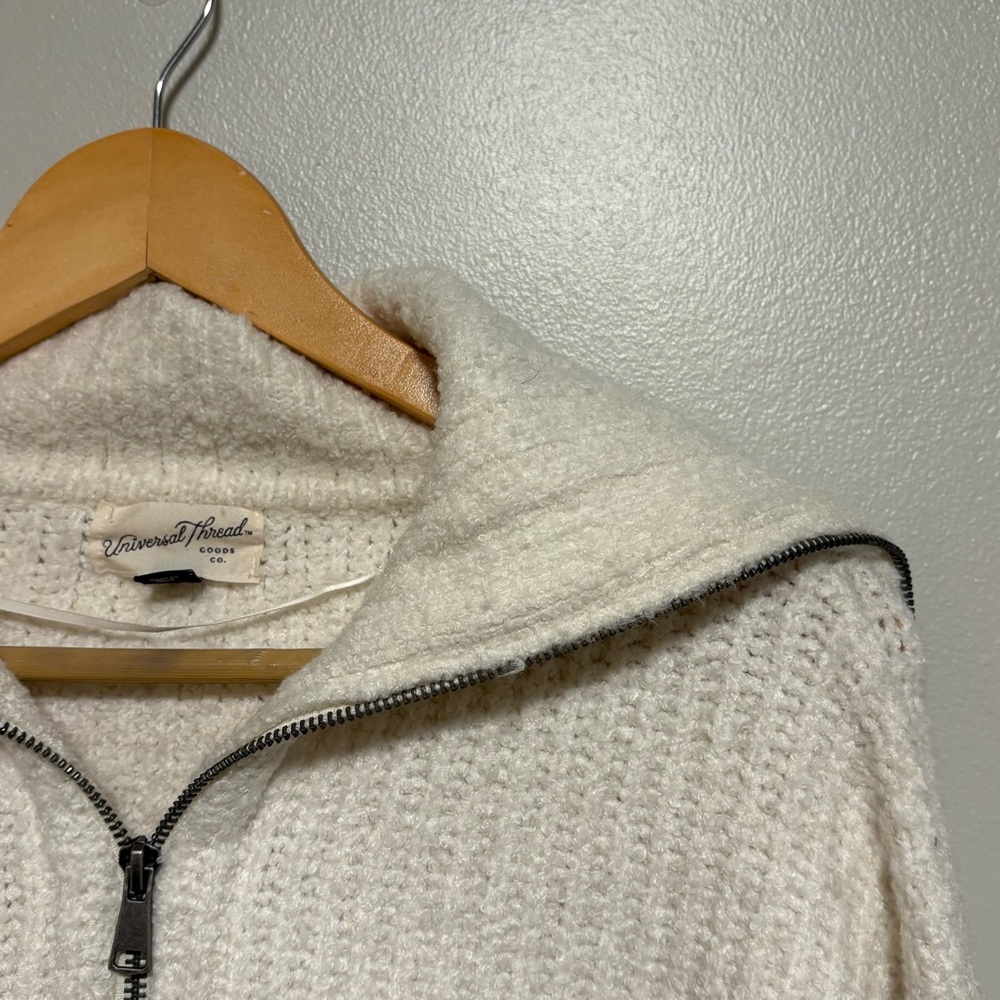 Women's Quarter Zip Collared Pullover Sweater - Universal Thread cream medium - Picture 3 of 3